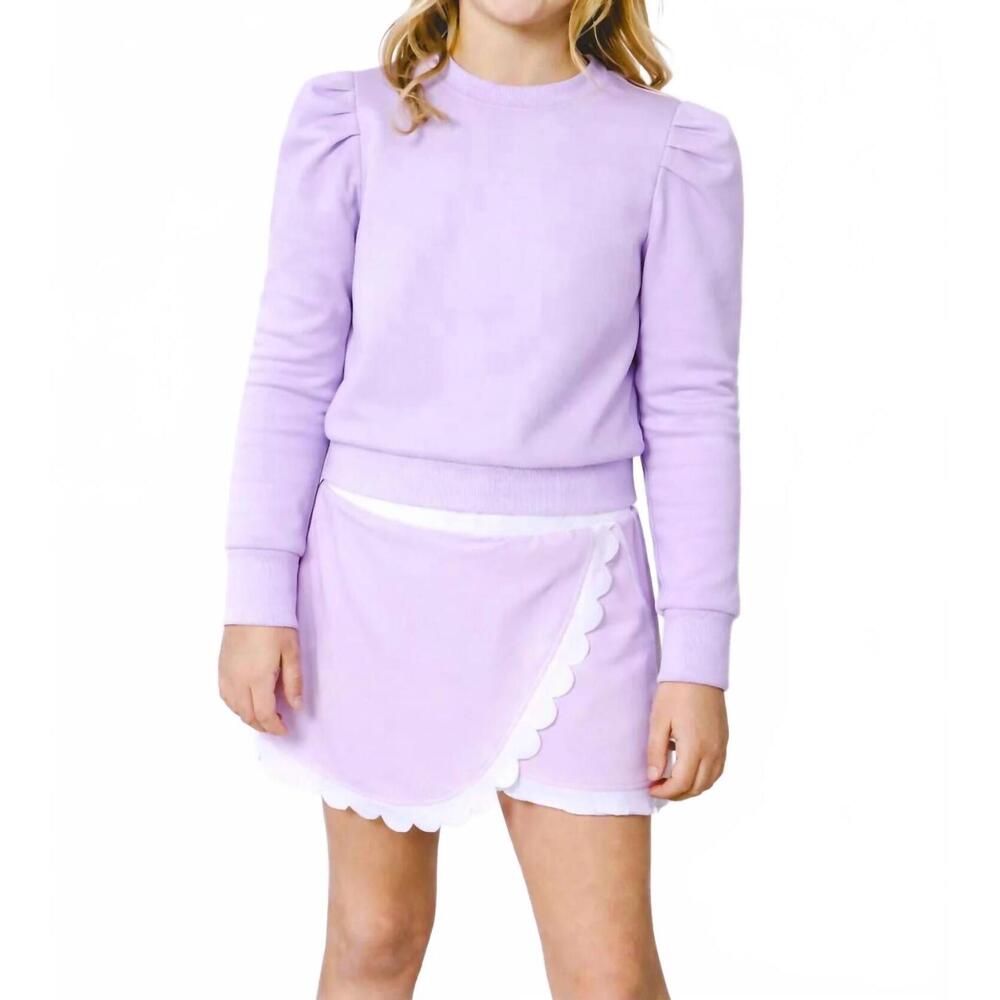 NEW COURTSIDE KIDS ruffle pullover top in lavender
